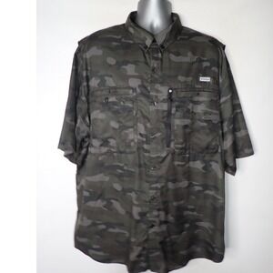 Gradual Men's Fishing Shirt Camo Nylon Vented Short Sleeve Performance XXL